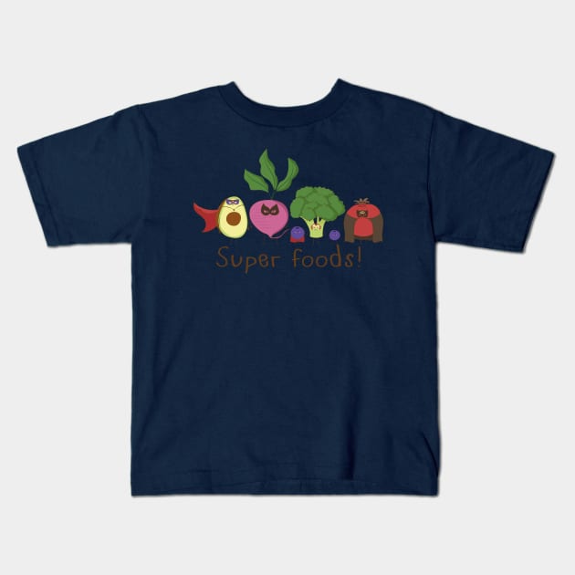 Super Foods Are Awesome, Healthy Food Kids T-Shirt by Dreamy Panda Designs